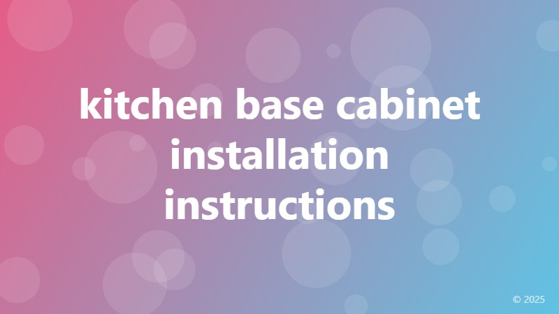 kitchen base cabinet installation instructions
