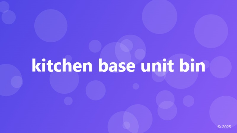 kitchen base unit bin